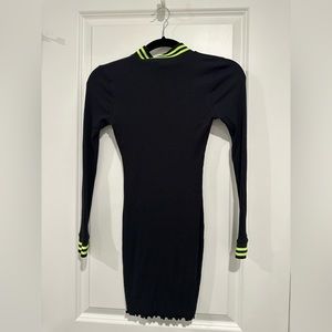 Black and Neon Longsleeve Bodycon Dress